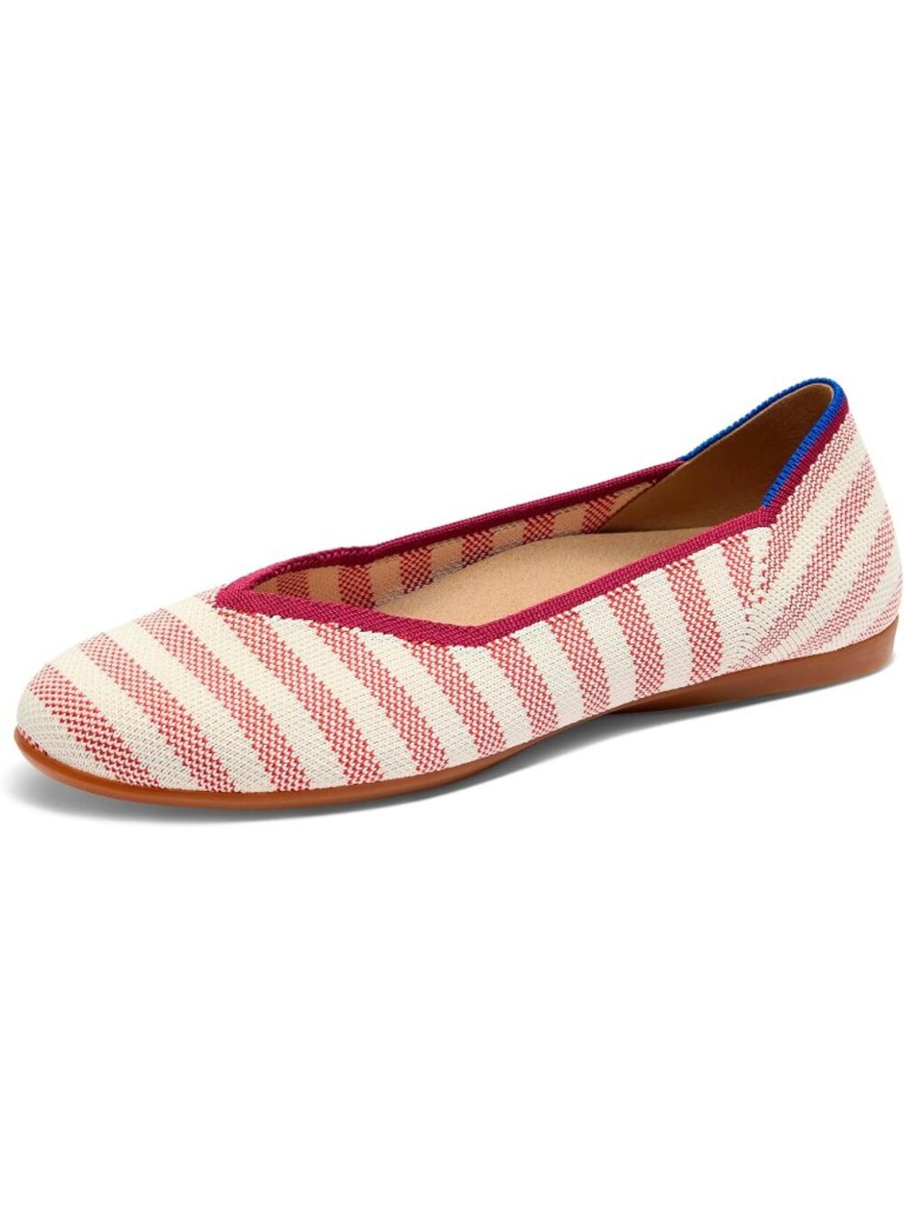 Women's Coral Cabana Pointed Toe Slip On Cushioned Insole Pull On Ballet Flats